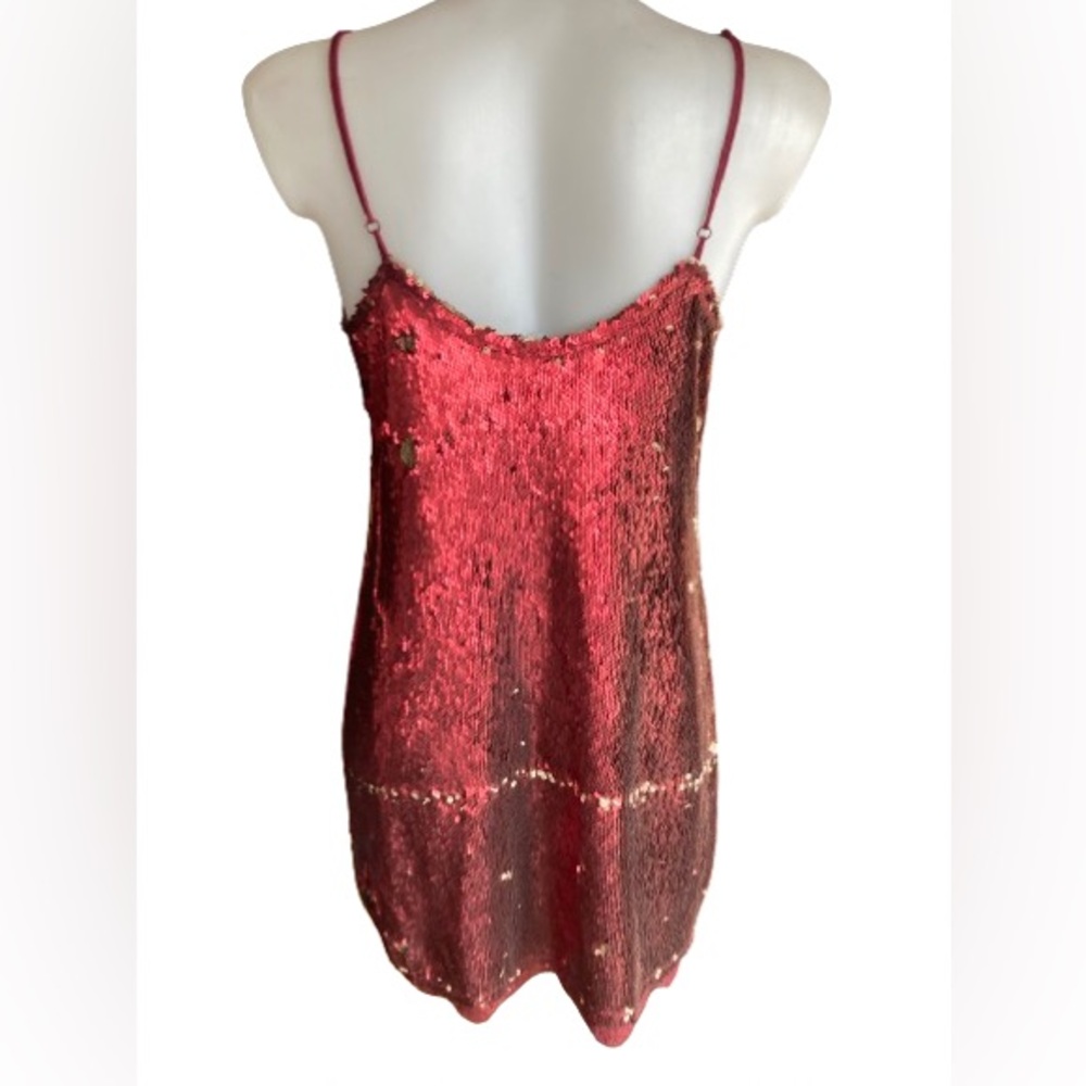 FREE PEOPLE "Time To Shine" Sequin Slip in Deep Metallic Wine Size Large - Picture 3 of 10